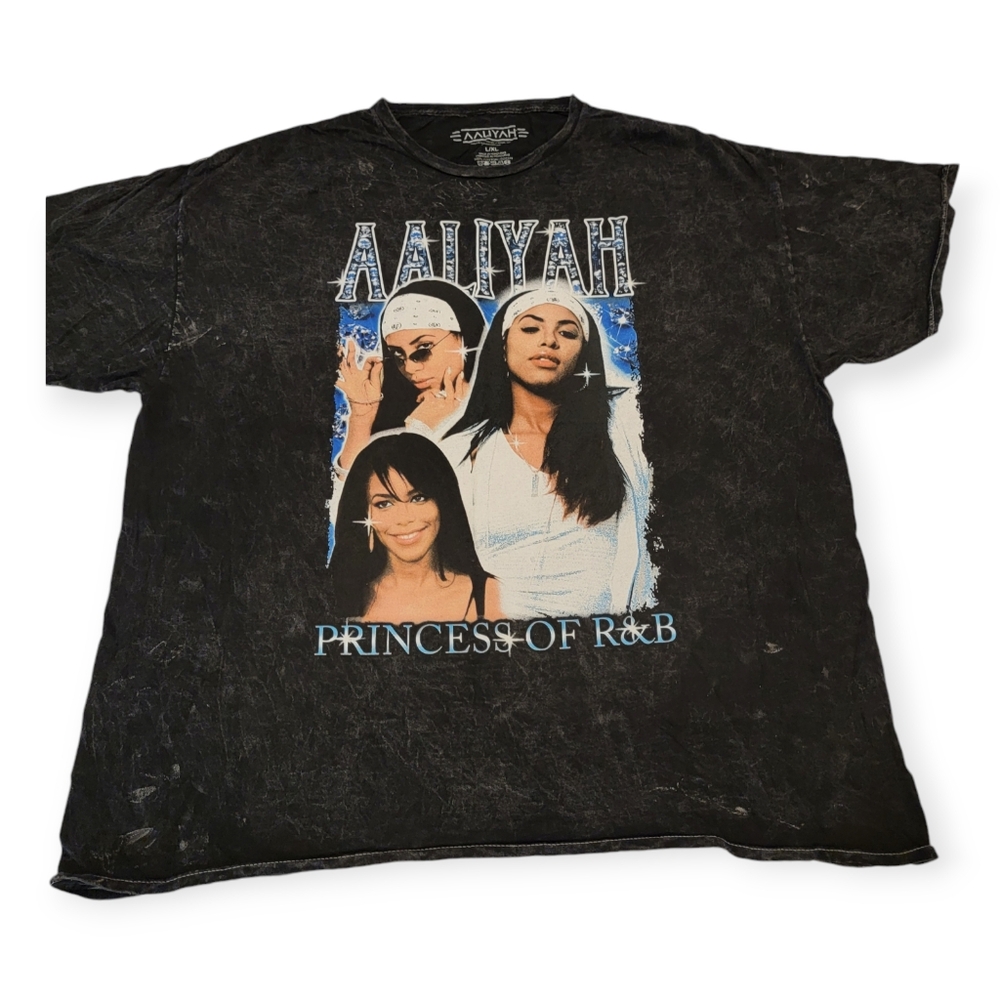 Aaliyah Princess of R&B Graphic Tee Stone Washed Size L/XL NEW!